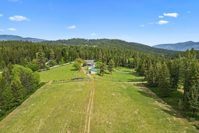 2059 Dry Creek Rd, Chewelah, WA 99109 - view from above of property with a heavily wooded area and a mountainous background