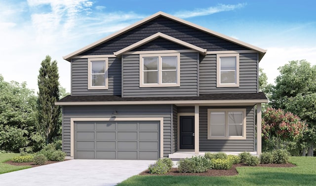 3285 N Mckinnon Rd, Spokane, WA 99217 - view of front of house featuring a garage, driveway, a shingled roof, and a front lawn