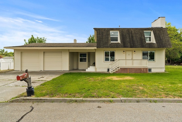 13704 E Heroy Ave, Spokane Valley, WA 99216 - view of front of home featuring an attached garage, driveway, a chimney, a front lawn, and roof with shingles