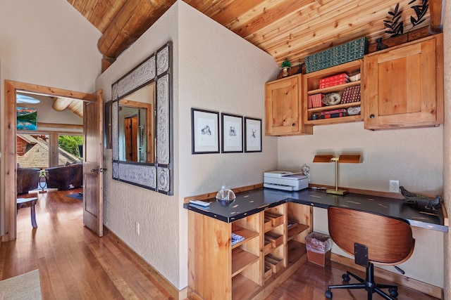 10351 N Gibson Rd, Hayden, ID 83835 - office space with wooden ceiling, wood finished floors, lofted ceiling, and a textured wall
