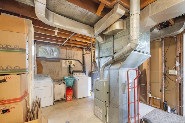 basement with independent washer and dryer