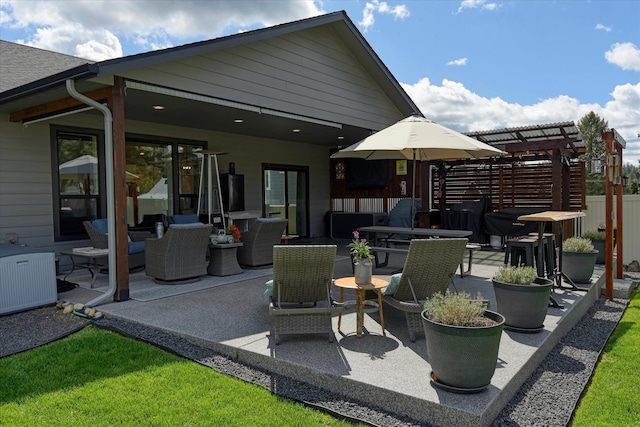 25523 N N Sheridan Rd, Chattaroy, WA 99003 - view of patio / terrace featuring a pergola and an outdoor hangout area