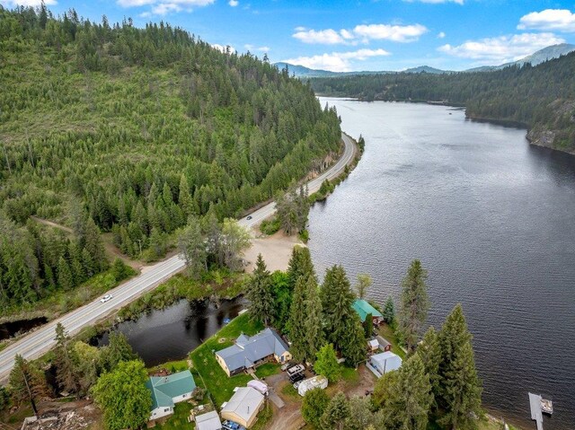 47 Davis Lake Ln, Usk, WA 99180 - aerial view of property's location with a water and mountain view and a forest