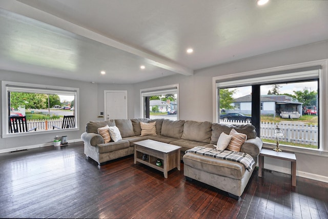 5420 N Regal St, Spokane, WA 99217 - living area featuring dark wood-style floors, baseboards, and recessed lighting
