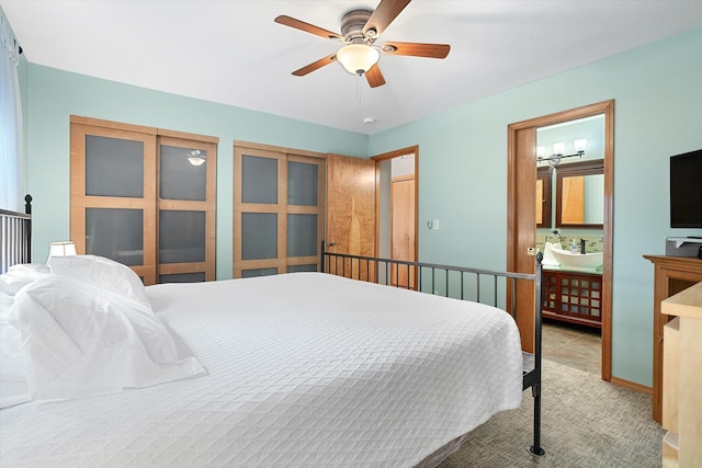 5229 S Altamont Ln, Spokane, WA 99223 - bedroom with a ceiling fan and light colored carpet