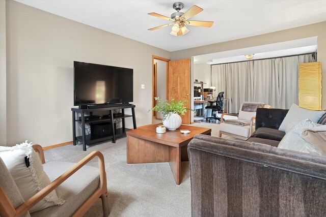 5229 S Altamont Ln, Spokane, WA 99223 - living area with light carpet, ceiling fan, and baseboards