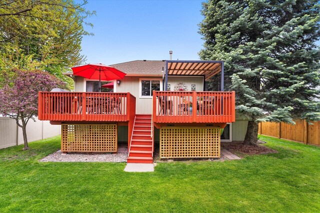 5229 S Altamont Ln, Spokane, WA 99223 - rear view of property featuring a deck, stairs, and a pergola
