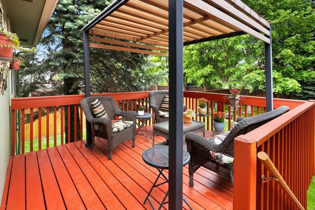 5229 S Altamont Ln, Spokane, WA 99223 - wooden deck with a fenced backyard and an outdoor hangout area