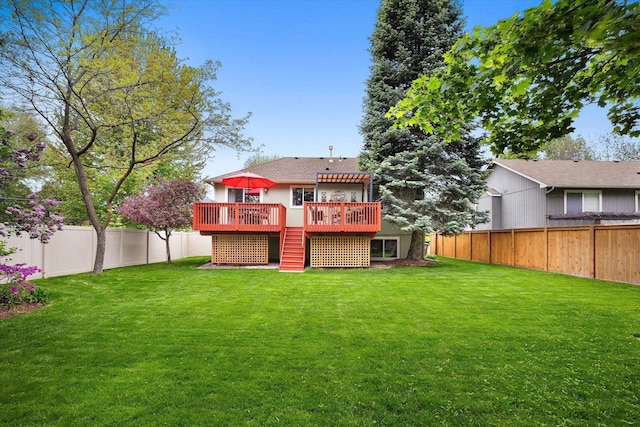 5229 S Altamont Ln, Spokane, WA 99223 - view of yard featuring stairs and a wooden deck