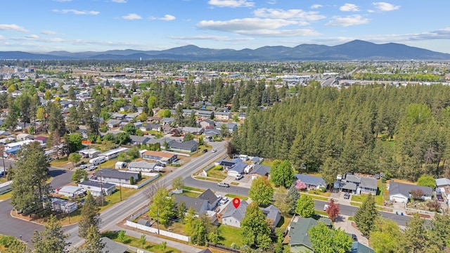 2450 E Black Forest Ave, Post Falls, ID 83854 - aerial overview of property's location featuring a mountain backdrop and nearby suburban area