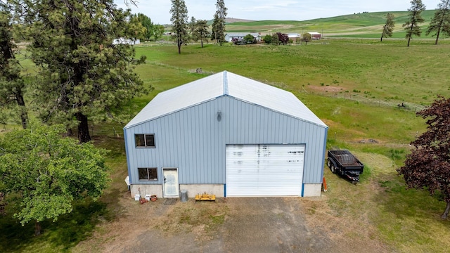 16615 W Stoughton Rd, Cheney, WA 99004 - detached garage featuring a view of rural / pastoral area and dirt driveway