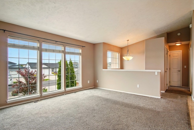 1104 S Comax Ct, Spokane, WA 99224 - spare room with carpet, baseboards, vaulted ceiling, and a textured ceiling