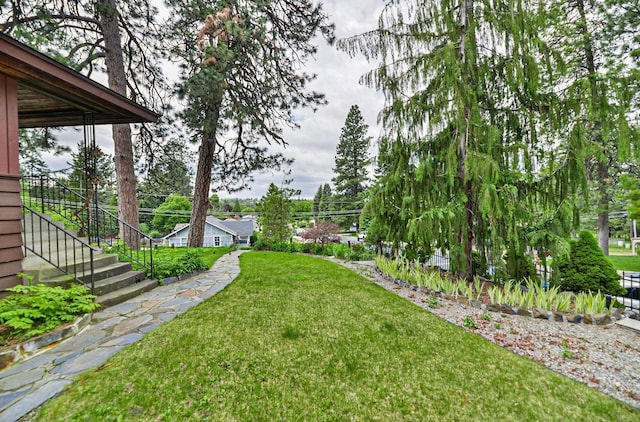 2033 S Rebecca St, Spokane, WA 99223 - view of grassy yard with stairs