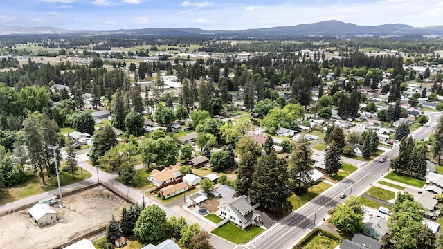 aerial perspective of suburban area featuring a mountain backdrop