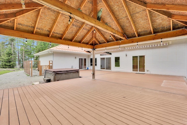 30915 N Chipmunk Rd, Chattaroy, WA 99003 - wooden deck with a hot tub and a gazebo