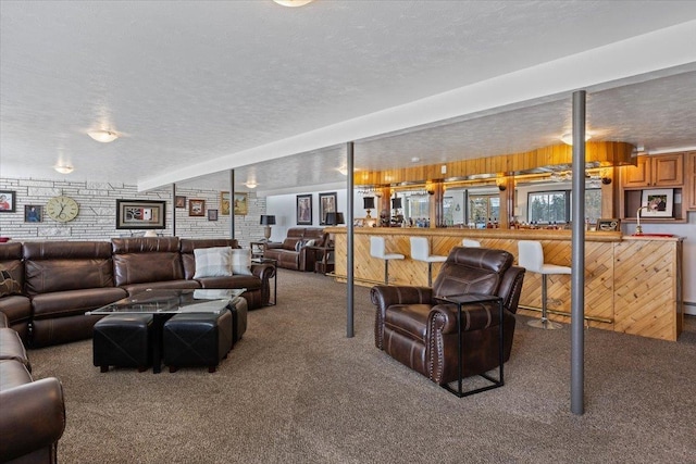 2311 W Wedgewood Ave, Spokane, WA 99208 - living area with carpet, a textured ceiling, and wood walls