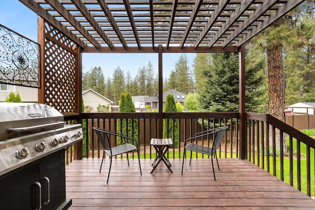 7421 W Lanzce Ct, Nine Mile Falls, WA 99026 - wooden terrace featuring a pergola and a grill