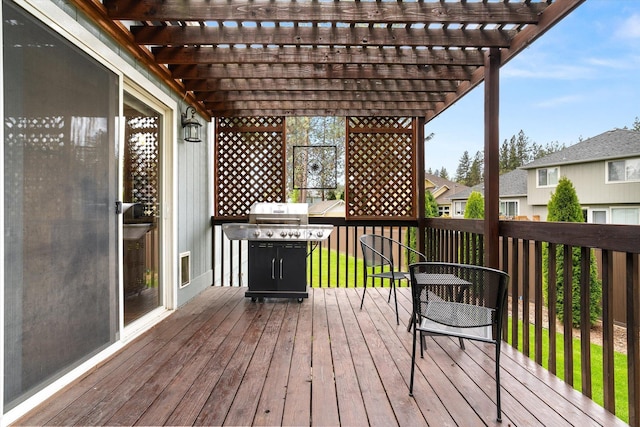 7421 W Lanzce Ct, Nine Mile Falls, WA 99026 - wooden deck with a pergola and a grill