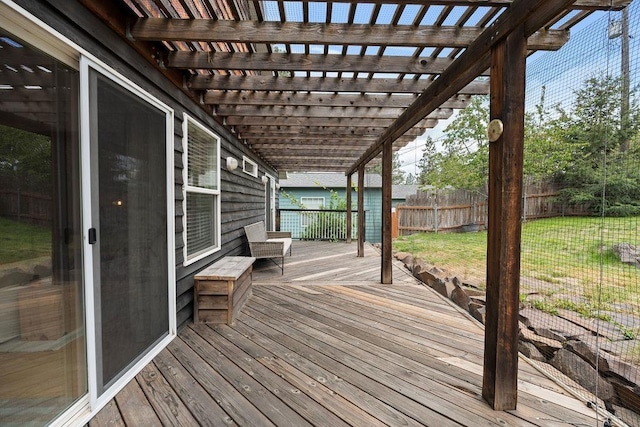 wooden terrace with a pergola