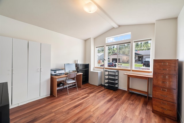 office area with wood finished floors