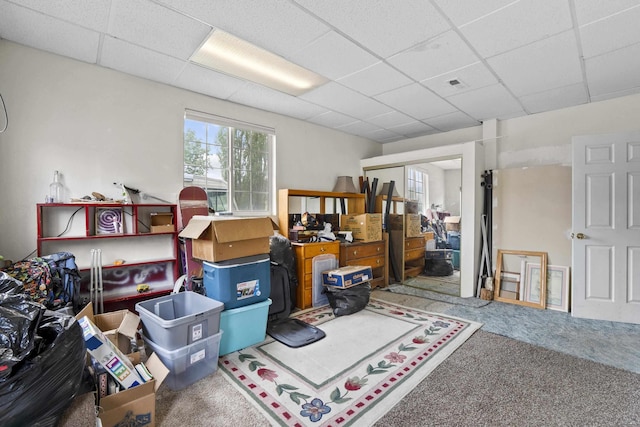 14203 E Belmont Rd, Mica, WA 99023 - basement featuring carpet flooring and a drop ceiling