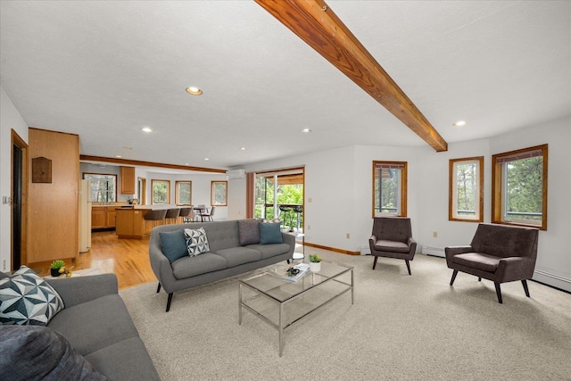 5217 E Stoughton Rd, Valleyford, WA 99036 - living area with recessed lighting, baseboards, and beamed ceiling