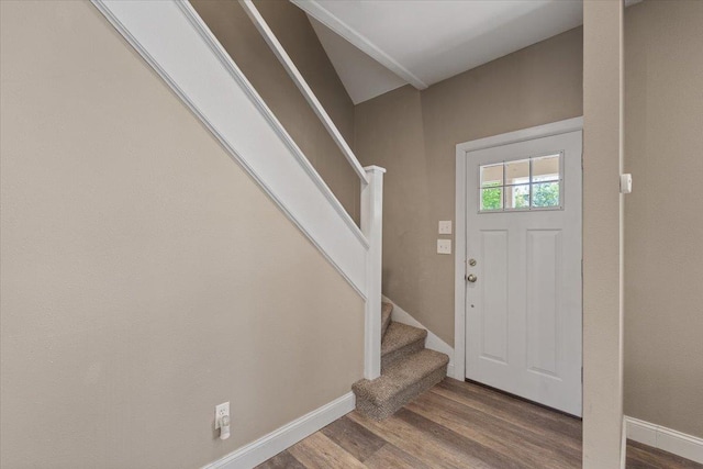 1721 E 12th Ave, Spokane, WA 99202 - entrance foyer with wood finished floors, stairs, and baseboards