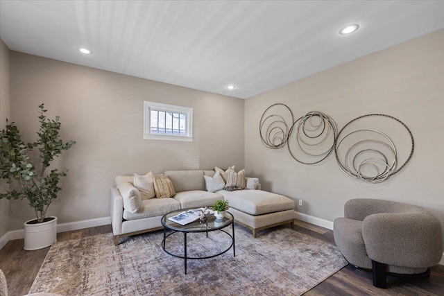 1721 E 12th Ave, Spokane, WA 99202 - living area featuring wood finished floors, baseboards, and recessed lighting