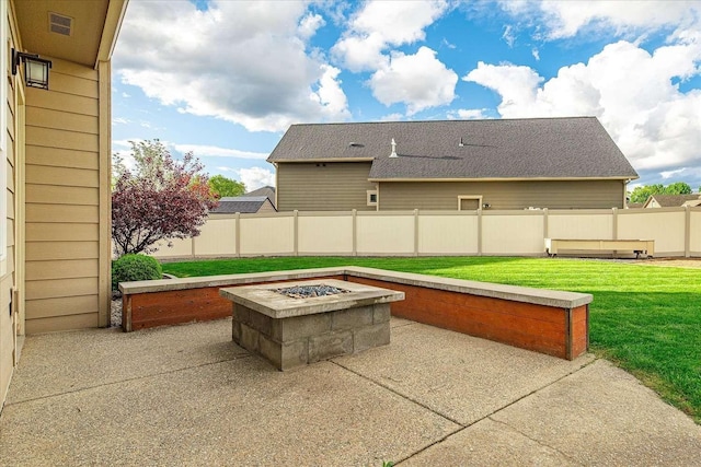 7708 N Warren Ln, Spokane, WA 99208 - view of patio / terrace featuring an outdoor fire pit
