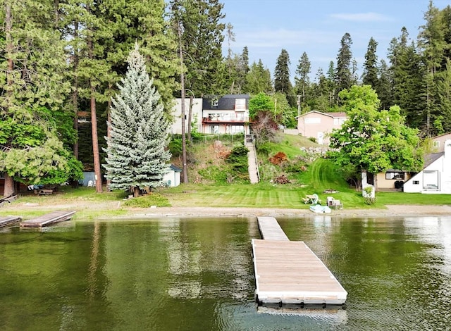 13227 N E Newman Lake Dr, Newman Lake, WA 99025 - dock featuring a water view and a lawn