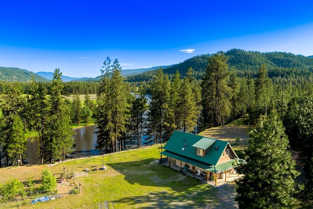 20 River Ranch Rd, Kettle Falls, WA 99141 - drone / aerial view of a forest and a water and mountain view