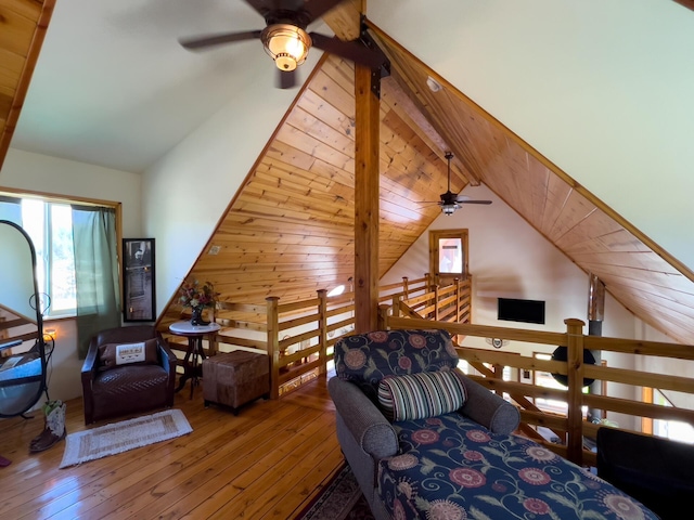 bedroom with hardwood / wood-style flooring and wooden ceiling