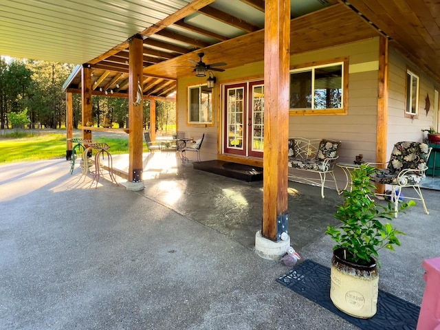 20 River Ranch Rd, Kettle Falls, WA 99141 - view of patio / terrace featuring french doors and ceiling fan