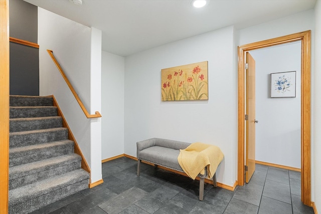 6482 Lakeview Dr, Nine Mile Falls, WA 99026 - living area featuring stairway, baseboards, and recessed lighting
