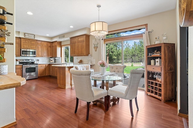 6482 Lakeview Dr, Nine Mile Falls, WA 99026 - dining room featuring dark wood-type flooring and recessed lighting