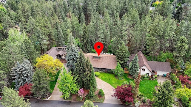 8410 E Columbia Park Dr, Spokane, WA 99212 - aerial view of property and surrounding area with a heavily wooded area