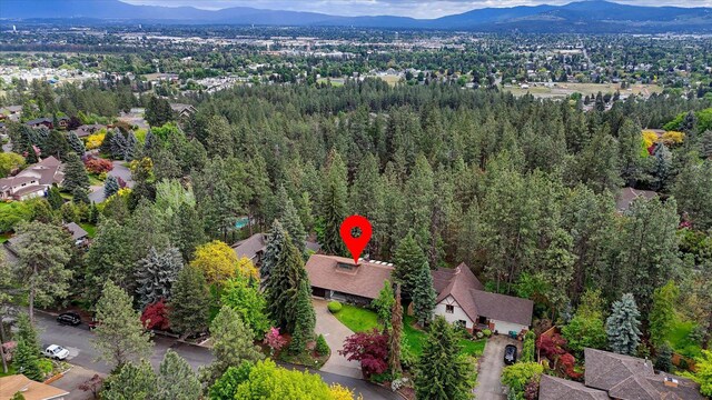 8410 E Columbia Park Dr, Spokane, WA 99212 - aerial view of property's location with a mountain backdrop