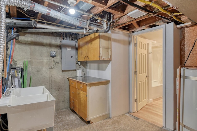 9509 N Atlantic St, Spokane, WA 99218 - unfinished basement with a sink and electric panel