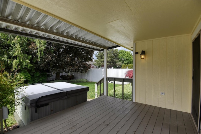 6923 N Hamilton St Unit 6923, Spokane, WA 99208 - deck with a covered hot tub and a fenced backyard
