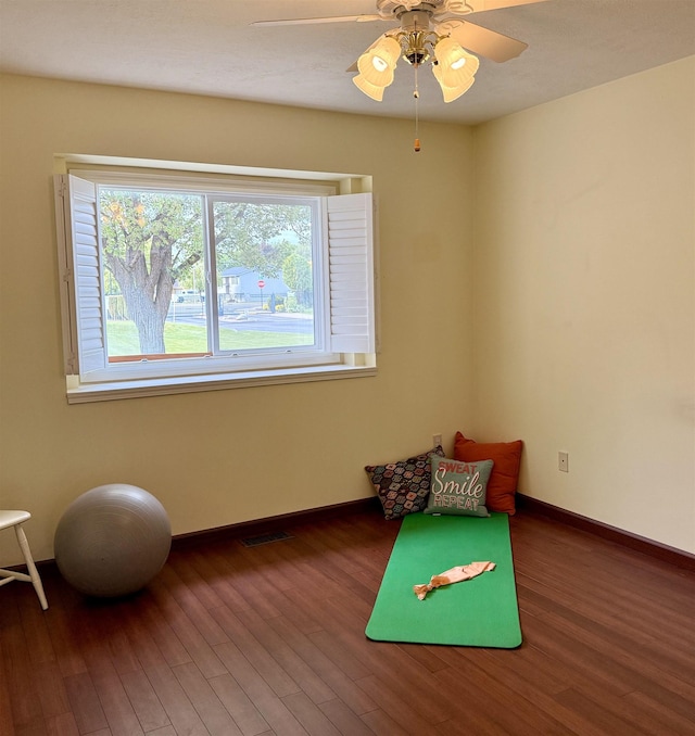 1610 S Newer Ln Unit 0, Spokane Valley, WA 99037 - game room featuring wood finished floors, baseboards, and ceiling fan