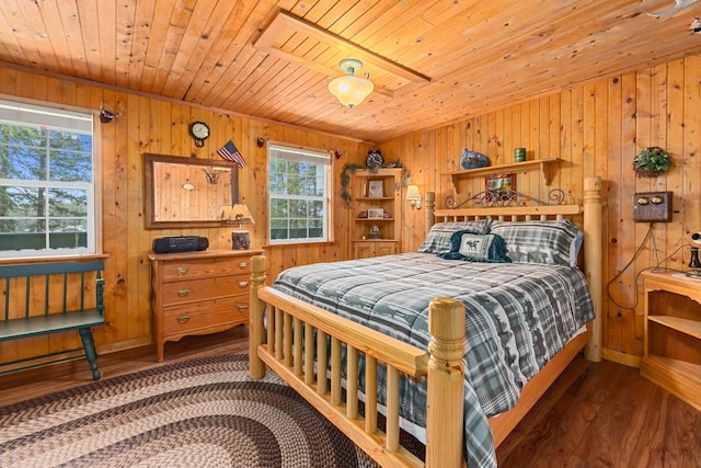 231 Mountain View Dr, Newport, WA 99156 - bedroom featuring wood ceiling, wooden walls, and wood finished floors