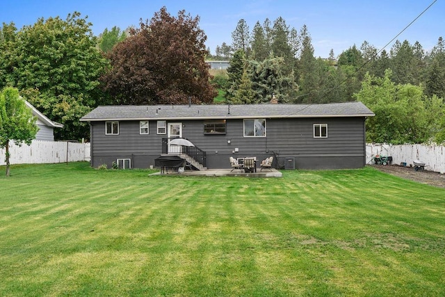 8214 N Jefferson Dr, Spokane, WA 99208 - rear view of property featuring central air condition unit and a patio