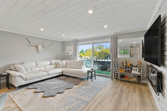 305 S Liberty Lake Rd Unit 8, Liberty Lake, WA 99019 - living area featuring ornamental molding, wood finished floors, and recessed lighting
