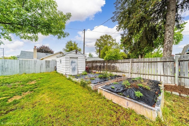 203 N Mcdonald Rd, Spokane, WA 99216 - view of yard with a vegetable garden, a storage unit, and an outbuilding