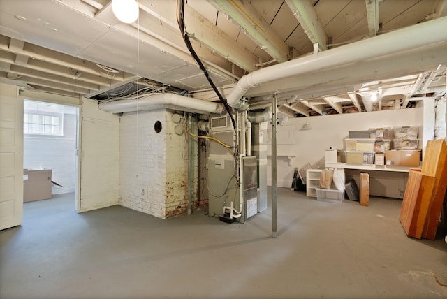 below grade area with heating unit