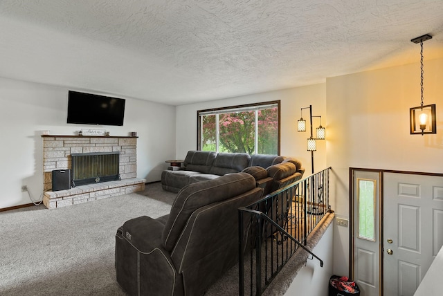 4509 N Murray Rd, Otis Orchards, WA 99027 - carpeted living room featuring a textured ceiling and baseboards