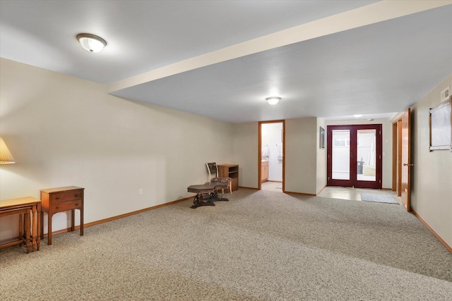 10610 N Iroquois Dr, Spokane, WA 99208 - sitting room featuring carpet flooring, french doors, and baseboards
