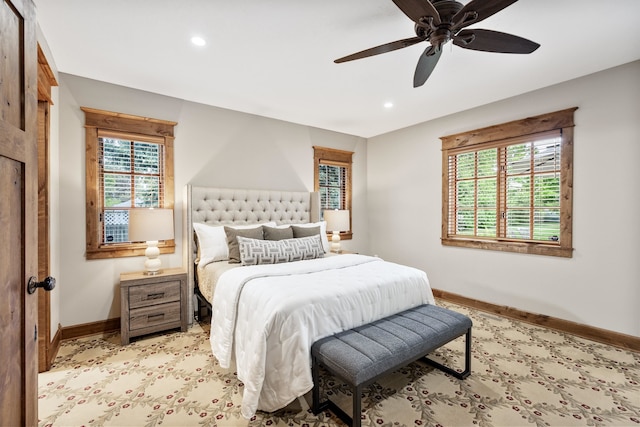 10204 N Wellen Ln, Spokane, WA 99218 - bedroom with baseboards, recessed lighting, and ceiling fan