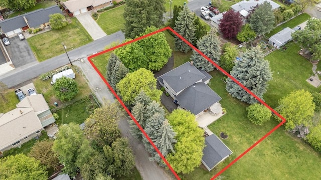 10204 N Wellen Ln, Spokane, WA 99218 - aerial view of residential area with property parcel outlined