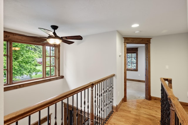 10204 N Wellen Ln, Spokane, WA 99218 - hall featuring an upstairs landing, light wood-style flooring, baseboards, and recessed lighting
